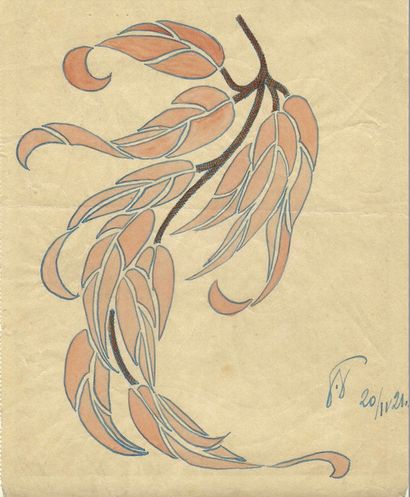 null BILINSKY Boris (1900-1948)
Pair of flower motifs, 1920
Watercolor on paper
Signed...