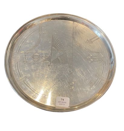null TRAY
Engraved with a motif in the "Neo-Russian" style
Silver
Marks: woman's...