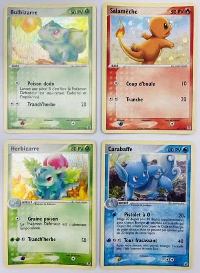 null POKEMON CARDS
Set of 4 holographic starter cards: Salamèche (Common), Bulbizarre...