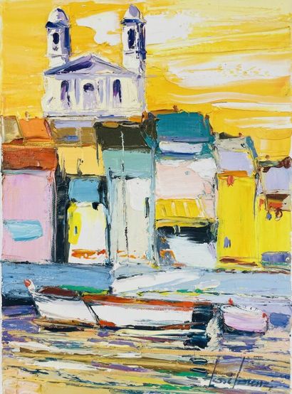 null José LORENZI (1929-2022)
Barques dans le vieux-port de Bastia, l'église Saint...