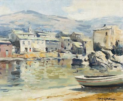 null Tony CARDELLA (1898-1976)
Le port de Centuri, Corse.
Huile sur toile.
Signée...