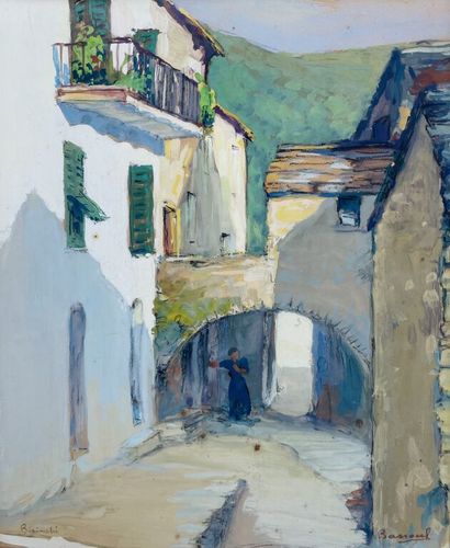 null Jean Baptiste BASSOUL (1875-1934)
Village de Bisinchi, Corse.
Gouache sur carton.
Signée...