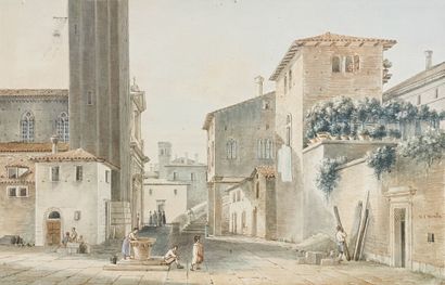 null Victor Jean NICOLLE (1754-1826)
Scène de rue en Italie (Rome?).
Aquarelle sur...