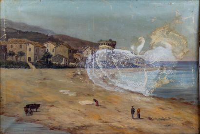 null Henri RATOVA (1881-1929)
Vue de Miomo, Corse.
Huile sur toile.
46,5 x 70 cm.
Traces...