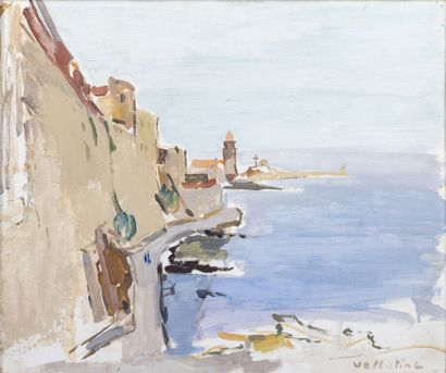 null Pierre VELLUTINI (1921-2008)
Village au bord de mer en Corse.
Huile sur carton.
Signée...
