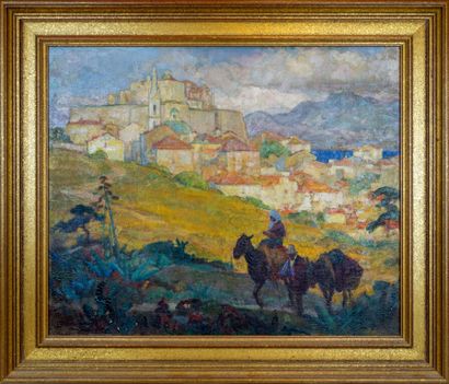 null Léon Charles CANNICCIONI (1879-1957)
Muletier à Calvi, la citadelle en arrière-plan,...
