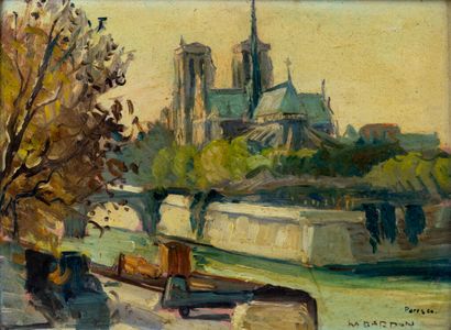 null Marc BARDON (1891-1969)
Notre-Dame-de-Paris depuis les quais de Seine rive gauche,...
