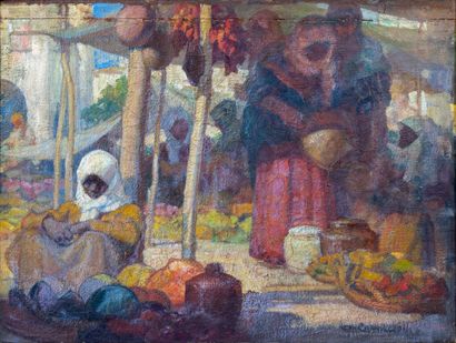 null Léon Charles CANNICCIONI (1879-1957)
Scène de marché, environs de Corte, Corse.
Huile...