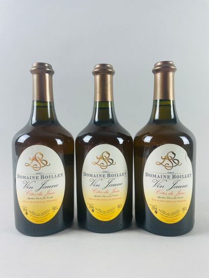 null JURA-VIN JAUNE
Domaine Boilley, 2005.
3 bouteilles.
Légères usures aux étiq...