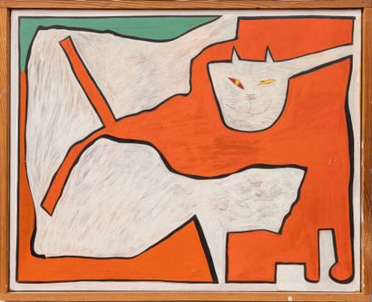 null Richard MORTENSEN (1910-1993)
"Le Chat de Monsieur Klee". 
Huile sur toile.
Datée...