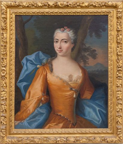 null Entourage de Jean-Baptiste OUDRY (1686-1755)
Portrait de femme.
Huile sur toile.
74,5...