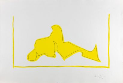 null Richard MORTENSEN (1910-1993)
Composition abstraite jaune.
Sérigraphie sur papier.
Signée...