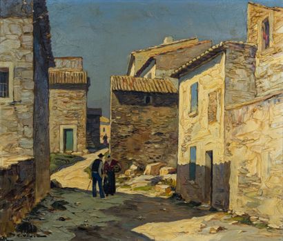 null Gustave VIDAL (1895-1966)
Personnages dans une ruelle de village en Corse.
Huile...
