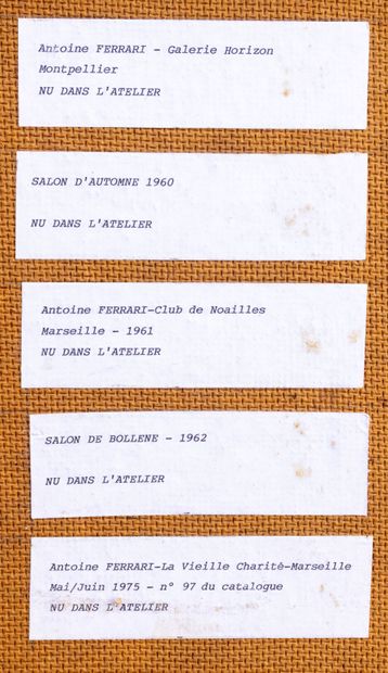null Antoine FERRARI (1910-1995)
"Nu debout".
Huile sur isorel.
Signée en bas à droite.
Porte...