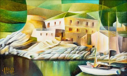 null Christian MARCHE (XXth)
Centuri, Corsica.
Oil on canvas.
Signed lower left.
14...
