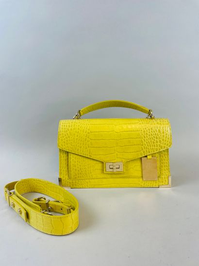 null THE KOOPLES
28 cm handbag in yellow crocodile-effect leather, flap closure,...