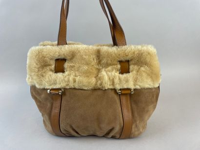 null L.K.BENNETT
28 cm bag in brown suede and leather with synthetic fur, double...
