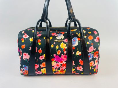 null BLUGIRL
32 cm handbag in black imitation leather and canvas with flower print,...