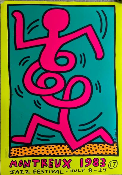  Keith HARING (1958-1990)
Montreux Jazz Festival poster - 1983
Silkscreen in color
Printed... Gazette Drouot