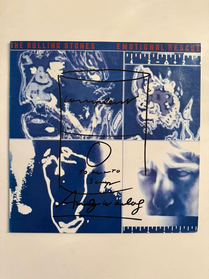  Andy WARHOL (1928-1987), d'après
Dessin au feutre noir sur pochette de vinyle 33T«The... Gazette Drouot