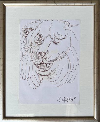  Roger CAPRON (1922-2006)
Tête de lion
Encre sur papier. Signé en bas à droite. 
20,5... Gazette Drouot