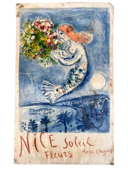  Marc CHAGALL (1887-1985) - Edition Mourlot
Nice Soleil Fleurs
Lithographie sur papier.... Gazette Drouot