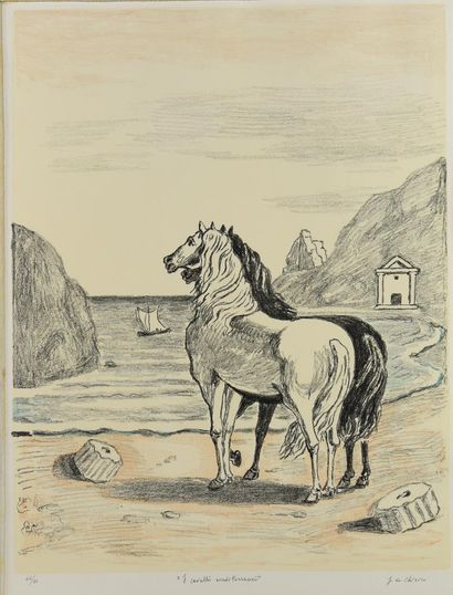  Giorgio De Chirico

THE MEDITERRANEAN HORSES

lithograph, 71x53 cm; est. 64/80

signature,... Gazette Drouot
