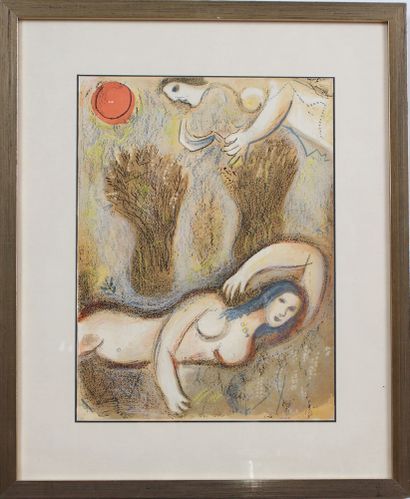  Chagall Marc, Ljosna 1887 - 1985 Staint-Paul-de- Vence Ruth aux pieds de Boa. Lithographie.... Gazette Drouot