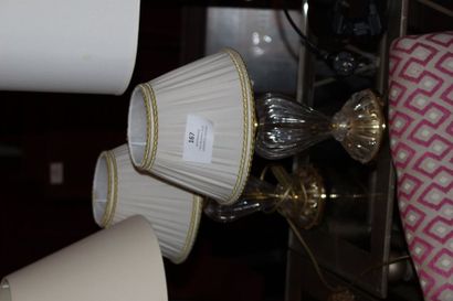 null paire de lampes pieds en verre et métal