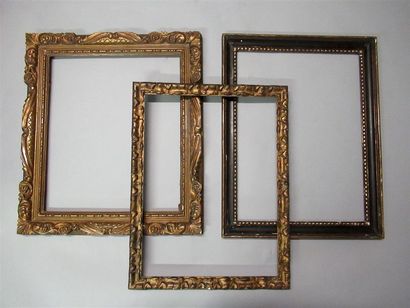 null Set of 2 frames and a rod, two of which are made of carved gilded or gilded...