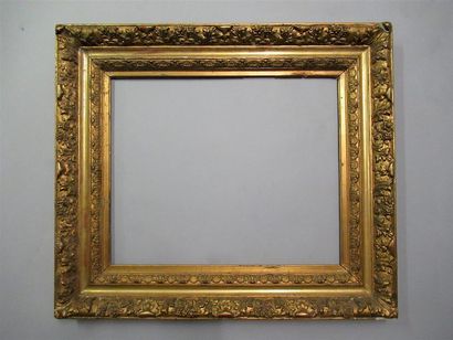 null Wooden frame and gilded stucco called "Barbizon" with friezes, acanthus leaves...