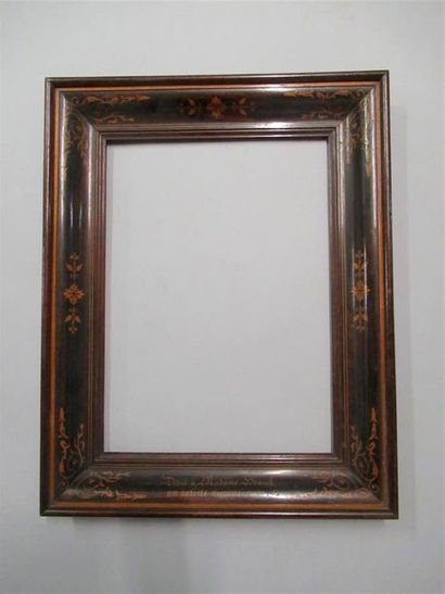 null Moulded pine frame veneered with rosewood and boxwood with scrolls, bases and...