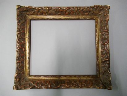 null Wooden frame and gilded stucco, patinated and decorated with sticks, bases and...