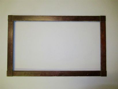 null Large mahogany frame veneered on pine core with flat profile and squares in...