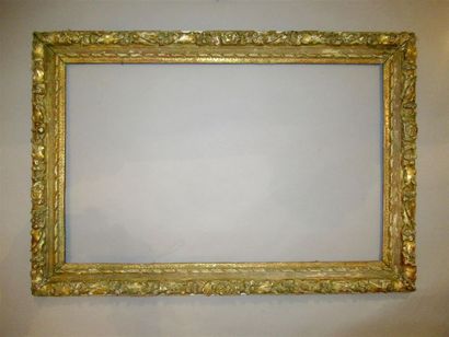 null Carved, gilded wood frame with ribbon decoration, sandblasted throat and laurel...