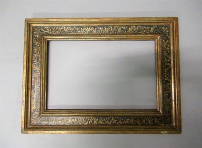 null Gilded, blackened molded wooden frame called "à cassetta" with stylized friezes...