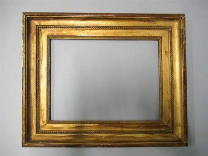 null Wooden frame and red gilded paste called "à gorge" with heart grape and pearl...