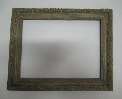 null Carved oak frame, stripped and traces of green paint with a frieze of acanthus...