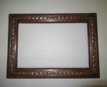 null Carved, stained and waxed natural wood frame decorated with pearl grapes, base...