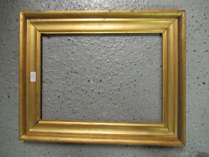 null Moulded and gilded wood frame with painted decoration of scrolls and stylised...