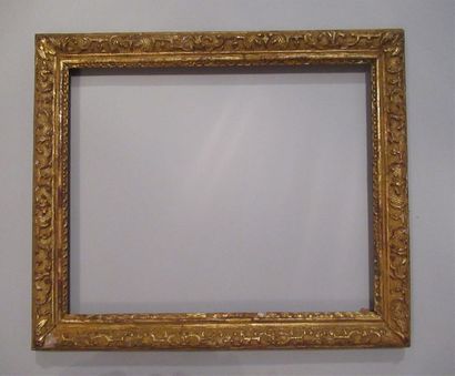 null Carved, gilded wood frame called "baguette Bérain" with frieze decoration, sticks...