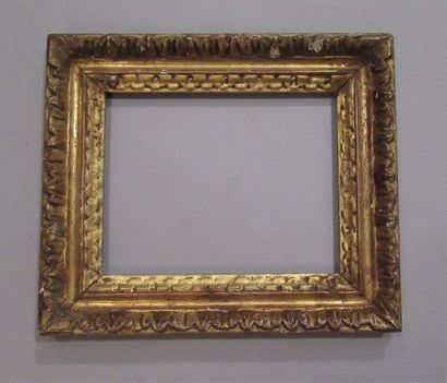 null Carved wood frame, redecorated with a stylized decoration of heart grapes and...