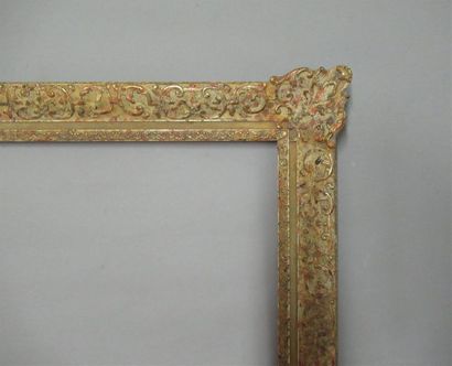 null Large gilded, painted and patinated wood and resin frame called "Montparnasse"...