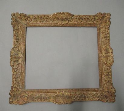 null Gilded, painted and patinated wood and stucco frame, called "Montparnasse",...