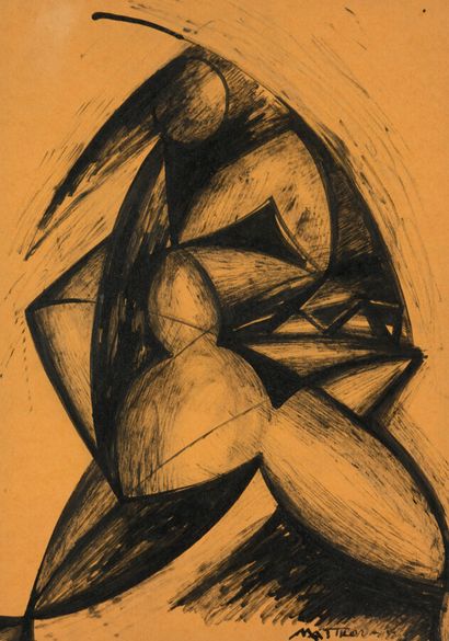 null Umberto MOSTROIANNI (1910-1998) 



Personnage assis



Encre sur papier.

Signée...