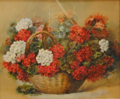 null RENAUD Madelaine (1900-1994) 

"Fleurs dans un panier"

aquarelle signée en...