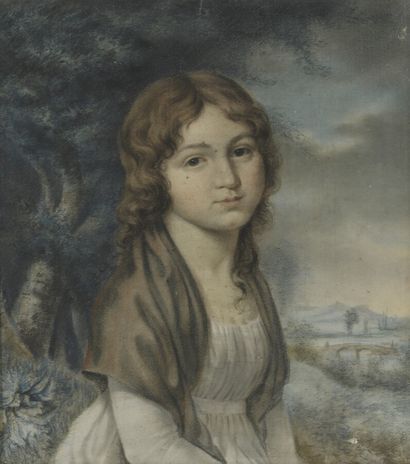 null Ecole française de la fin du XVIIIème siècle 

Portrait de jeune fille dans...