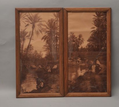 null Photographie orientalisme, Orient. Ensemble de deux grandes héliogravures de...