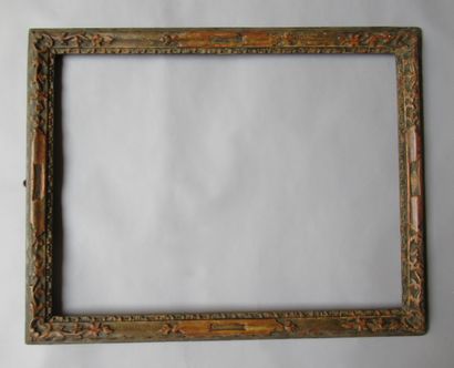 null Carved wood frame, formerly gilded, called "canaletto" with stylized decoration...