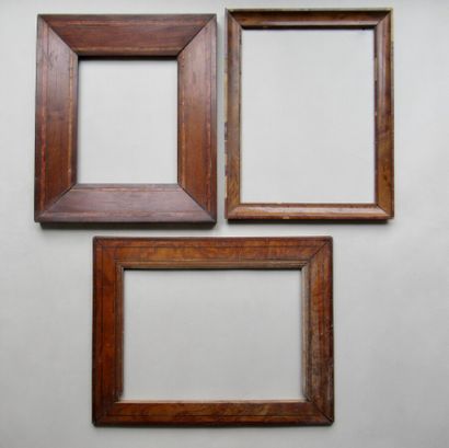 null Set of three wooden frames inlaid with ebony, boxwood or rosewood, veneered...